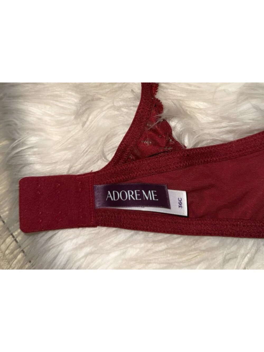 Adore Me 09557 Womens Push Up Plunge Bra Lace Underwire Padded 36C Red New Nwt - Picture 6 of 7